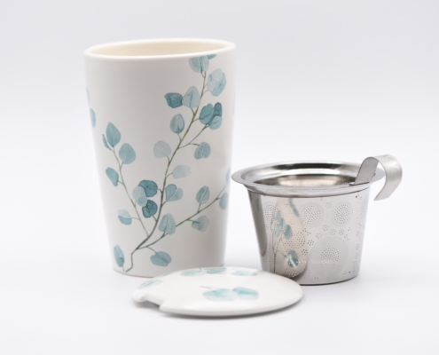 Coffret service à thé 2 grands mugs 350ml & théière 1,6L fleurs