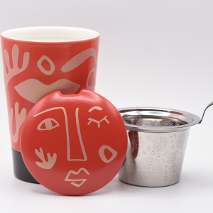 Théière tisanière filtre céramique mug tasse porcelaine couvercle